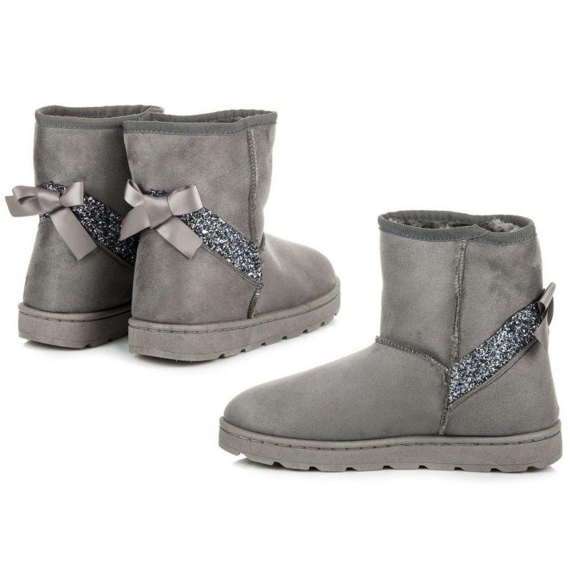 Zateplené sivo strieborné zimné dámske topánky s futrom